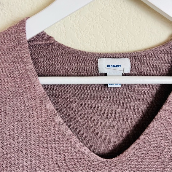 Old Navy Mauve Knitted Texture V-Neck Ribbed Tunic Sweater - Picture 3 of 8